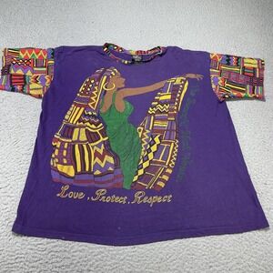 Vintage Royal Family Shirt Womens XL Purple Black Woman Graphic Afrocentric 90s